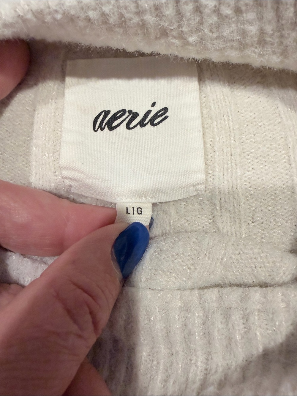aerie Cream Ribbed Crewneck Sweater - Picture 5 of 8